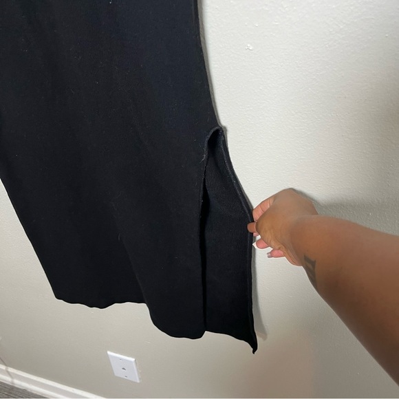 Fabletics Women Dress Medium Black Knit V-Neck Midi Side Split Tank Top - Picture 4 of 6